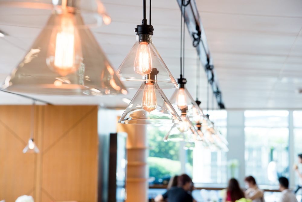 Hanging,Ceiling,Lights,In,A,Modern,Shared,Office,Space